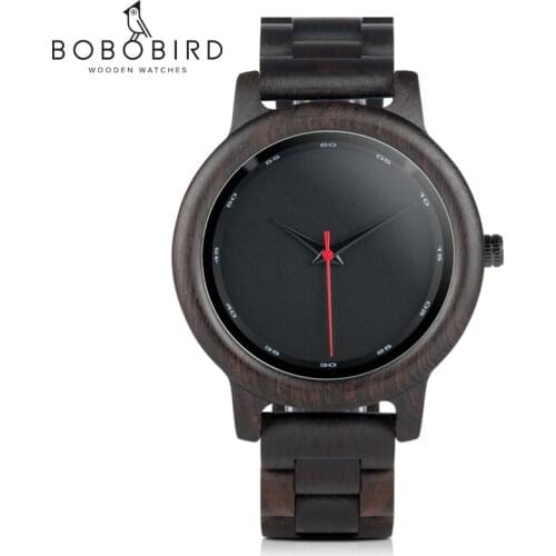BOBO BIRD Ebony Watch Men Waterproof Wristwatch Japanese Movement Clock Simple Wooden Strap Wristwatch relogio masculino B-P10