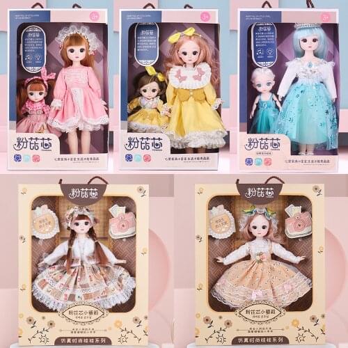 12Inch Movable Joints Bjd Doll 30cm 1/6 Makeup Dress Up Cute Long Hair Dolls With Fashion Dress Brown Hair Hot Toys For Girls