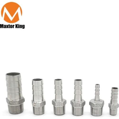 MK 304 Stainless Steel Male BSP 1/8" 1/2" 1/4" 3/4" Thread Pipe Fitting Barb Hose Tail Connector 6mm to 25mm Tools Accessory