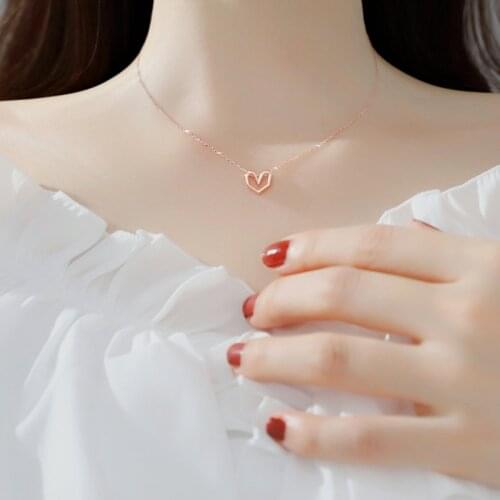 YIZIZAI Heart Rose Gold Necklace Pendant Stainless Steel Silver Color necklace Jewelry Woman Vogue 2020 Jewelry