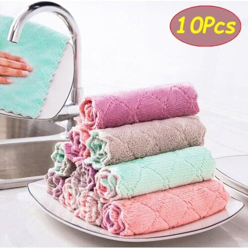 Microfiber Towel Absorbent Kitchen Cleaning Cloths Nonstick Oil Dish Towel Rags Napkins Tableware Household Cleaning Towel Cloth