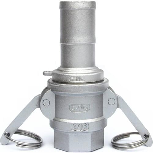 1" 26mm Hose Barb x 1" BSP Female Thread 304 Stainless Steel D + E Type CamLock Fitting Pump Adapter Cam Groove Coupling