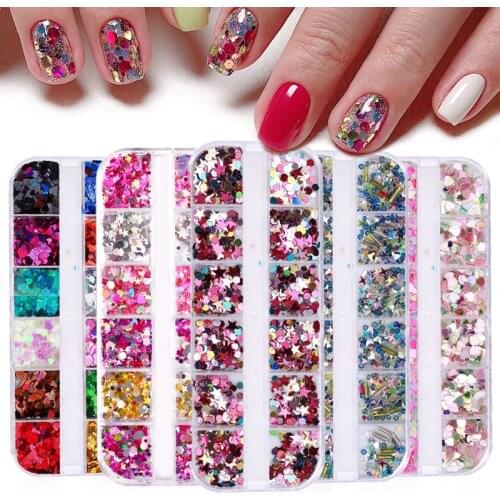 1 Box Laser Ultrathin Sequin Nail Art Decorations Glitter Flake UV Gel Polish Design Manicure DIY Accessories