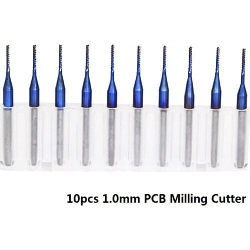 10 Pcs 0.1mm PCB Milling Bit Shank 3.175 Milmetros PCB Carbide End Mills