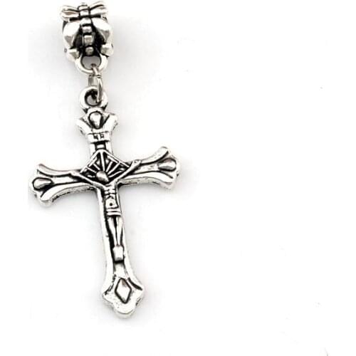 Cross Charm Pendants 100Pcs/lot Zinc Alloy Fashion Religion Jewelry DIY Fit Bracelets Necklace Earrings 19.5x37.8mm A-492