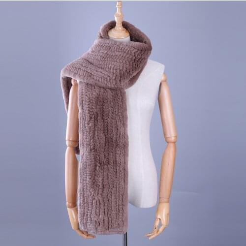 2020 Luxury Womens Genuine Real Rex Rabbit Fur Hand Knitted Long Winter Warm Thick Scarf Scarves Wraps Muffler