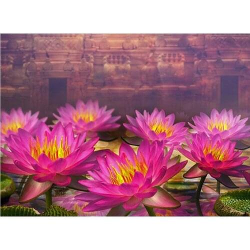 Flowers Full Square/Round Drill 5D DIY Diamond Painting lotus 3D Embroidery Cross Stitch Rhinestones Wedding Decoration FG1885