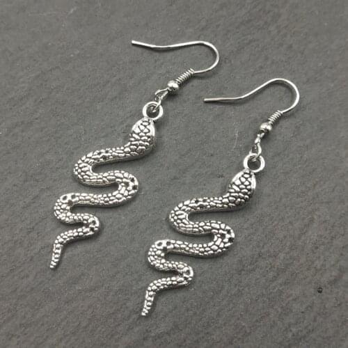 Antique Silver Color king cobra snake Charm Drop Earring, Dangle Earrings For Womens