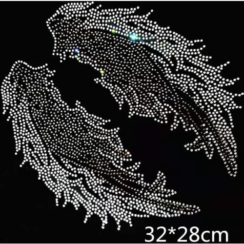 2pc/lot Big Wing Rhinestone Applique Iron On Rhinestone Transfer iron on applique patches hot fix rhinestone transfer motifs