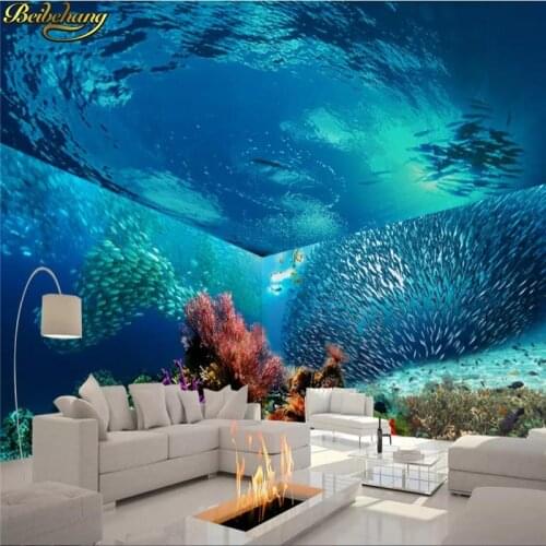 Beibehang Custom Photo Wallpaper Mural Oil Painting Style Beautiful Ocean World Full House Theme Space Wall papel de parede