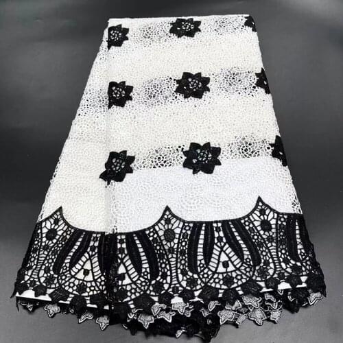 White & Black French Embroidery Guipure Cord Lace Fabric African Lace Fabric French Cord Lace Fabric For Wedding Party