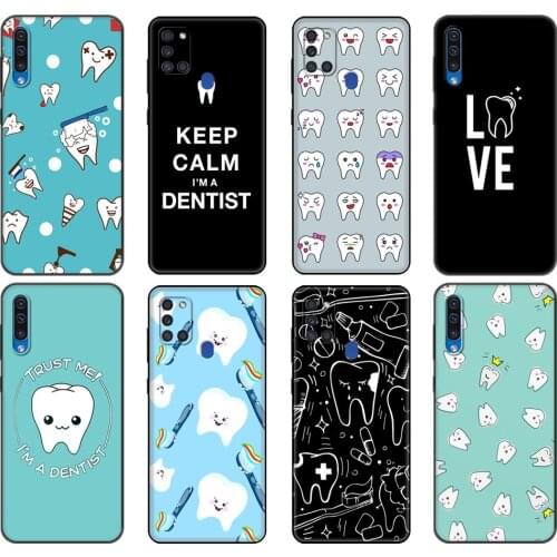 Black tpu Case For Samsung Galaxy A50 50S A30S A10 A11 A21S A31 A41 A51 A71 S10 LITE Cover Funny Dentist Dental Tooth Dentistry