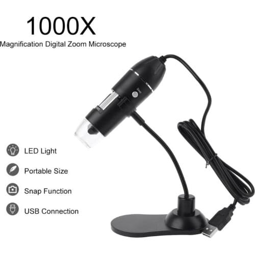 USB Digital Microscope 8 LED 1000X Electronic Endoscope Zoom Camera Magnifier Protable with Stand Holder for Windows Mac