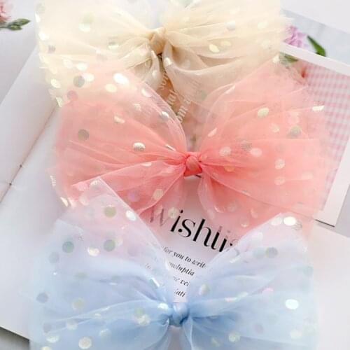 6pcs/lot Bronzing Dot Tull Mesh Hair Bows Sweet Girls Hair Clips Kids Hairpin Hairgrip Children Hair Accessories Korean Headwear