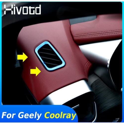 For Geely Coolray 2018-2020 Interior Front Air Condition Outlet Decorative Cover Trim Sticker Stainless Steel AC Vent Frame Part