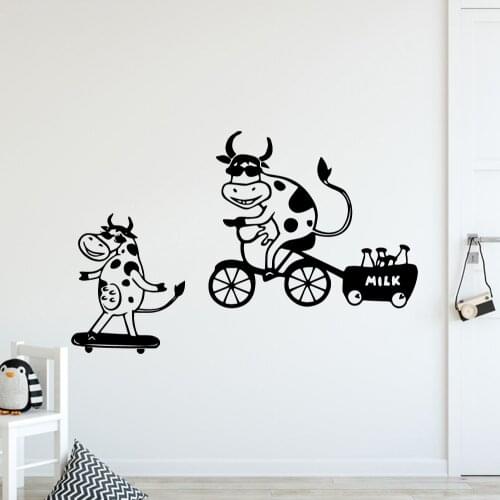 Hot Cow Decal Removable Vinyl Mural Poster For Kids Room Decoration Diy Pvc Home Decoration Accessories