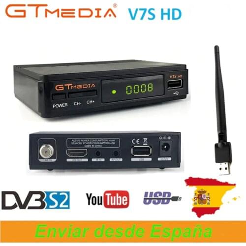 GTMedia V7S HD, Receptor de satélite DVB-S2, Full 1080P + USB WIFI, Actualización del receptor Freesat V7, soporte España