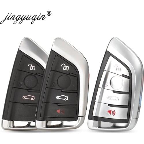 Jingyuqin 3/4BTN Smart Card Car Key Shell Case For BMW 1 2 7 Series X1 X5 X6 X5M X6M F Class Remote Key Fob Cover Insert Blade