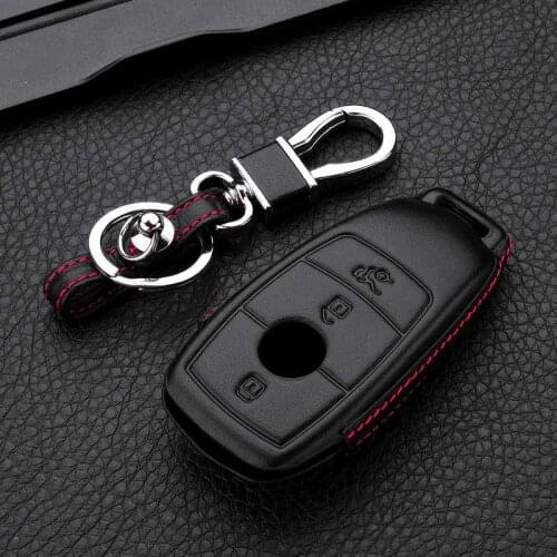 Leather Car Key Case For Mercedes Benz AMG 2017 E Class W213 key Chain Ring Cover Car Styling Accessories