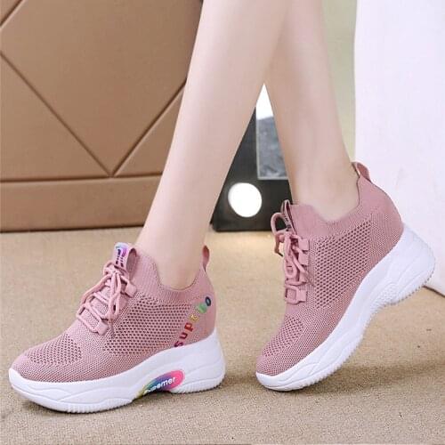Woman vulcanize shoes 2020 Platform Sneakers Shoes Breathable Casual Shoes Woman Loafers Fashion Height Increasing Ladies Shoes