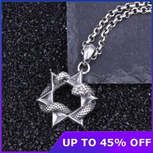 925 Sterling Silver Mens Pendant Fine Jewelry Hexagram Star Snake Hiphop Thai Silver Necklace Pendants Without Chain Best Gifts