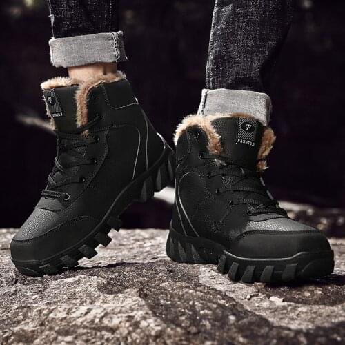 2020 mens military boots warm leather snow boots mens outdoor work boots mens hiking shoes fashion rubber ankle army boots