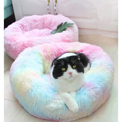 Soft Pet Bed Dog Mats Autumn Winter Warm Plush Kennel Round Shape Sleeping Bag Kennel Cat Puppy Sofa Bed Cushion Comfort mat