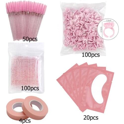Eyelash Extension Set Kit Micro Lash Mascara Wand Tape Glue Ring Eye Pad Mini Fake Lash Brushes Cilias Grafting Applicator Tools