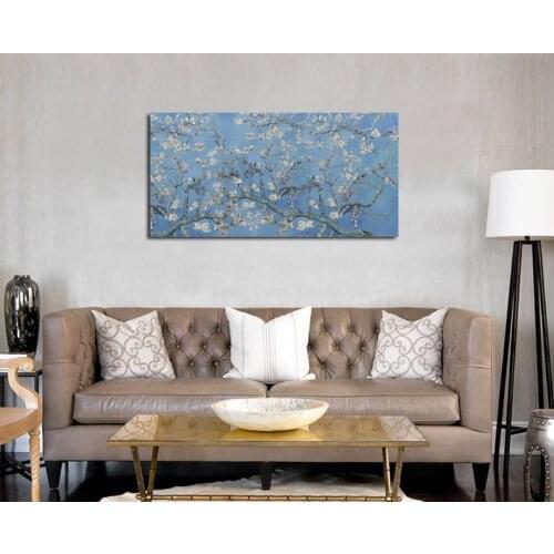 Canvas Wall Art almond flowers tree by Vincent Van Gogh Reproduction Painting Print Long Wall Picture for Living Room Home Decor
