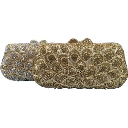 Nigeria elegant ladies evening dress bag wedding party banquet rhinestone handbag ladies crystal clutch