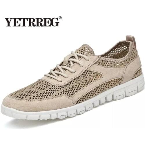 New Summer Mesh Mens Shoes Lightweight Breathable Casual Shoes Fashion Loafers Outdoor Sneaker Flat Walking Shoes Size 38-46
