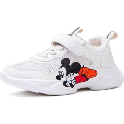 Disney Autumn New Mickey mouse Boys and Girls Single sneaker Net Casual Shoes Kids Sports Shoes