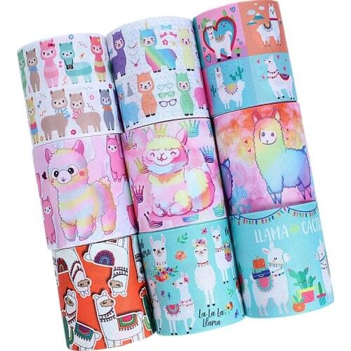 50yards/lot) FLRARIBBON Popular cartoon Llama grosgrain school bow ribbon