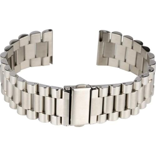 20MM 22MM Silver Watch BandStainless Steel Exquisite Folding Clasp with Safety Buckle Wristwatch Strap Bracelet Women Men