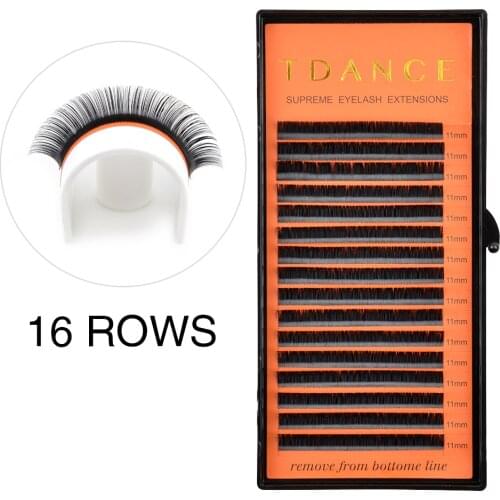 TDANCE 16 Rows Faux Mink Lashes Individual Eyelash Russian Volume Makeup Eyelashes For Professionals Soft Mink Eyelash Extension