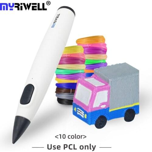 Myriwell 3D Craft Pen Drawing Printing Pen USB With 1.75mm PCL Filaments For Kids Beginner Birthday Gift White