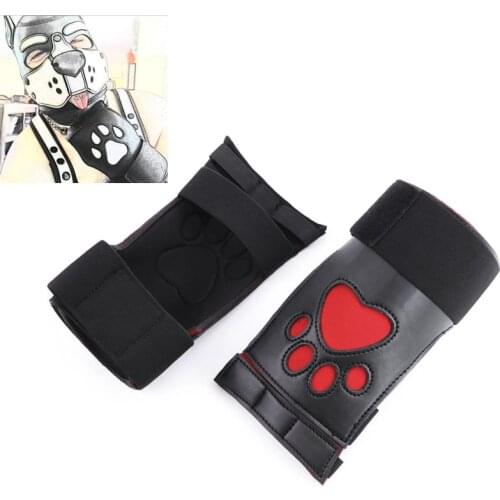 Sex Shop Gay Puppy Bondage Handcuffs BDSM Fetish Slave Fist Restraints Leather Gloves Gay Tools for Men Adult Sex Accessories
