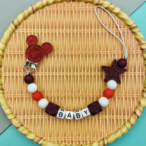 Customizable letters Silicone Pacifier Chain Bead Bracelet Pendants for Baby Infant Rope Chew Leash Holder Bite Teether Gift