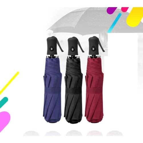 Windproof 3 Fold Automatic Umbrella Folding Mens and Womens Umbrella Full Automatic Umbrella