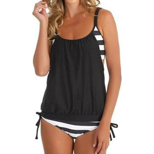 50% Hot Sales Women Summer Sexy Fashion Striped Beach Two-Piece Swimsuit Tankini Bathing Suit