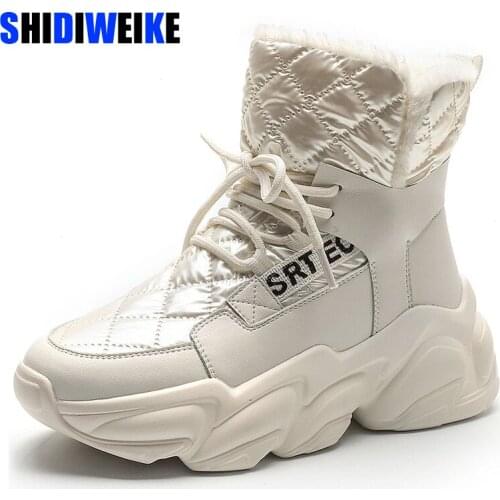 Winter Warm warm Fur Sneakers Platform Snow Boots Women Genuine Leather Ankle Boots Female Causal Shoes Ankle Boots for Women