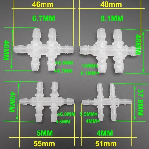 1PC HQ 4MM 5MM 6.7MM 8.1mm Six-way 6 ways PE pipe tube connector 6 outlets joints PE materials * FD101-104