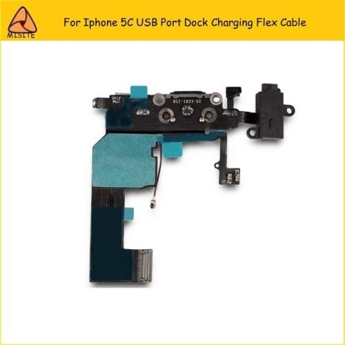 10PCS/LOT Phone Dock Charger Flex For Iphone 5C Charging Port Dock USB Connector Headphone Audio Jack Ribbon Flex Cable Parts