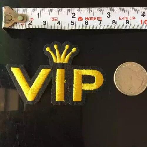 10PCS/lot Gold Crown Embroidered Patches Iron on Letter VIP Embroidery Patch for Clothes Shoes Bag Adhensive Decoration Applique