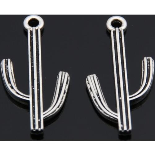10pcs Charms Cactus Desert Silver Color Pendant For Necklaces Keychain Handmade Jewelry Supplies