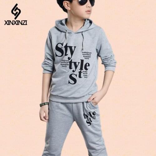 Teen Children Clothes 5-14year Boys letter print Tracksuit Tops Pants 2PCS Children Spring Outfits Set