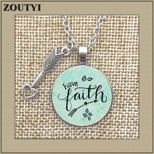 2018/ hot sale has a belief necklace, glamour alloy glass pendant necklace, gift for her, faithful charm necklace