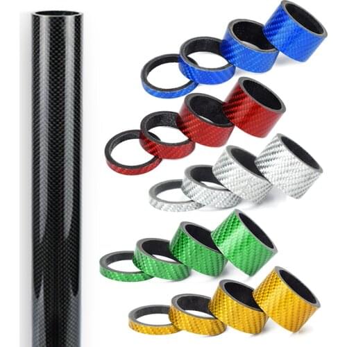 5/10/15/20mm Headset Spacers Carbon fiber bike washer for 28.6mm 1 1/8" bicyle front forks Red Blue Green Bicycle Accessories