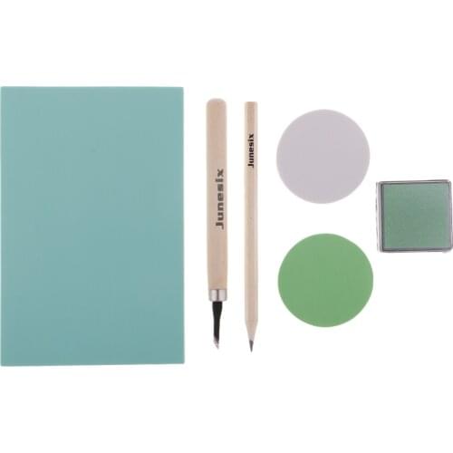 6 Pieces/set Rubber Stamp Block Carving Kit Art Chisels Tool Ink Pad for Scrapbook Cards Making DIY Stamps Craft