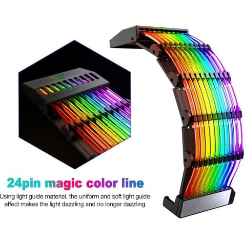 DIY Accessories SATA Interface 24 Pin Armor Backplane Adapter PC Case Neon Line Power Extension Cable ARGB RGB LED PSU Sync